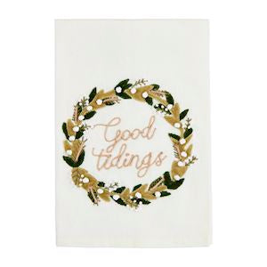 wreath appliqué tea towel