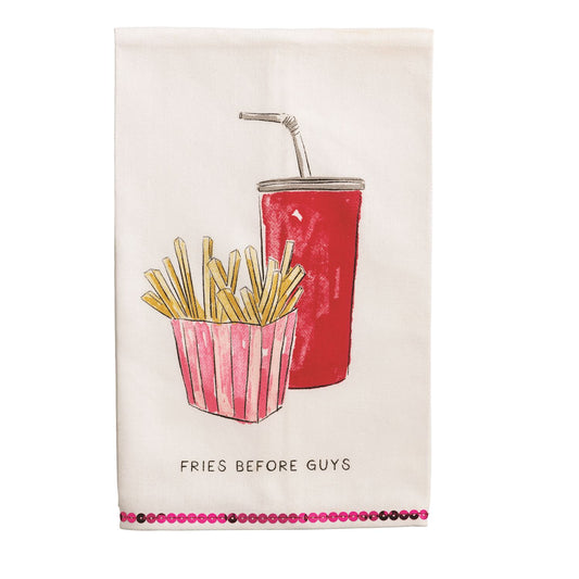 fries over guys towel