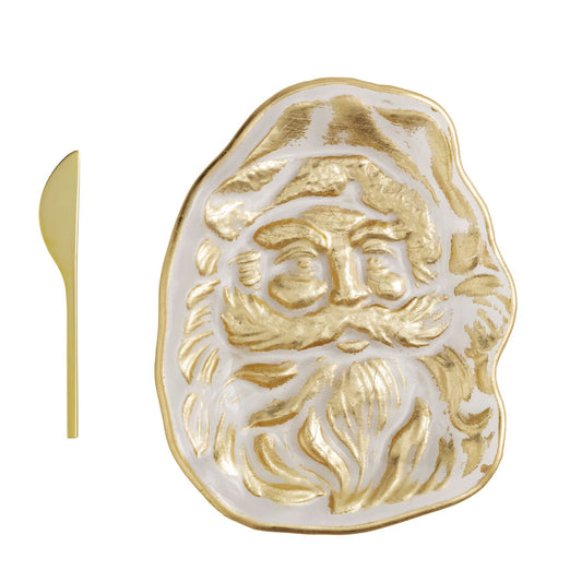 gold santa cheese plate