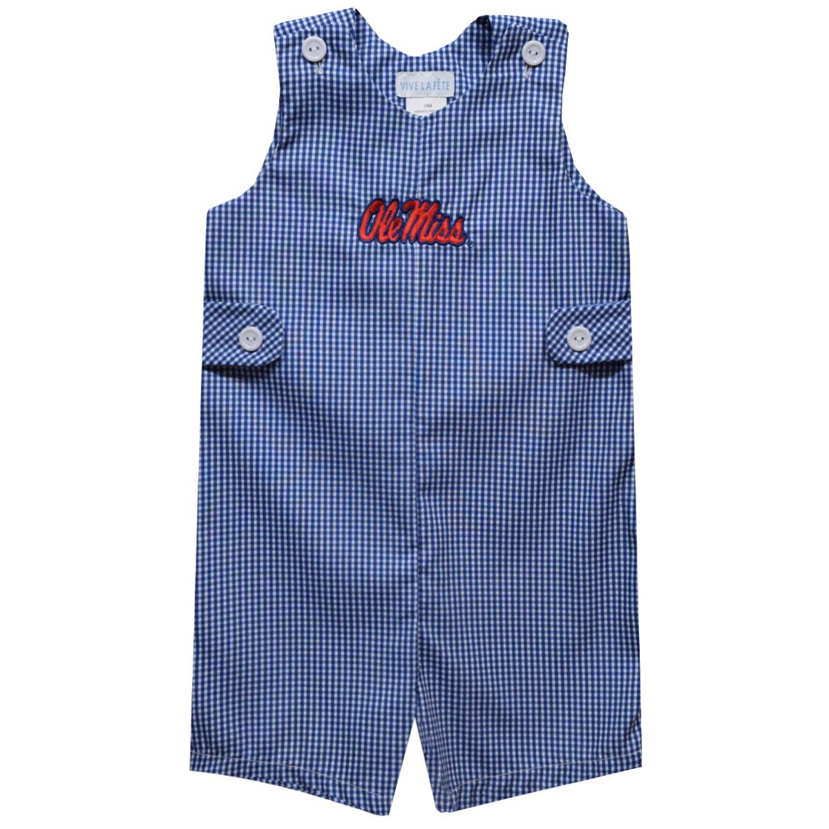 Ole Miss Rebels Embroidered Navy Gingham Boys