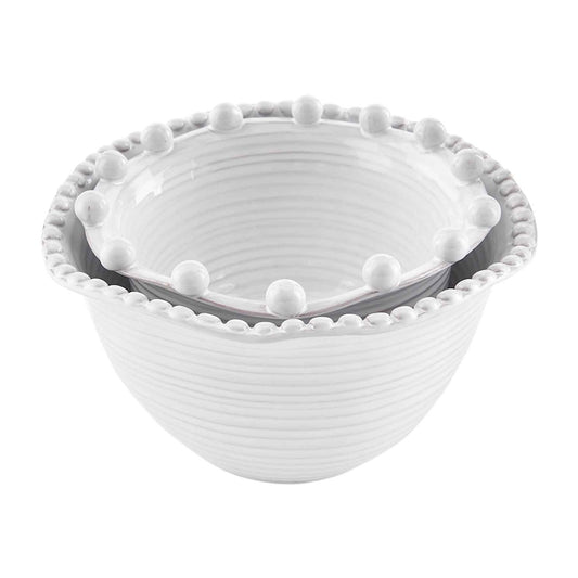 beaded side bowl set - white beaded