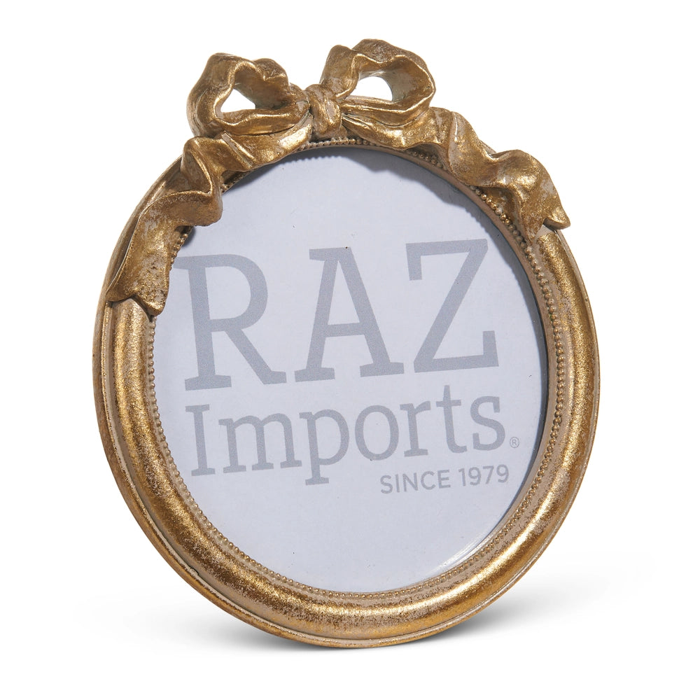 Round Gold Frame with Bow