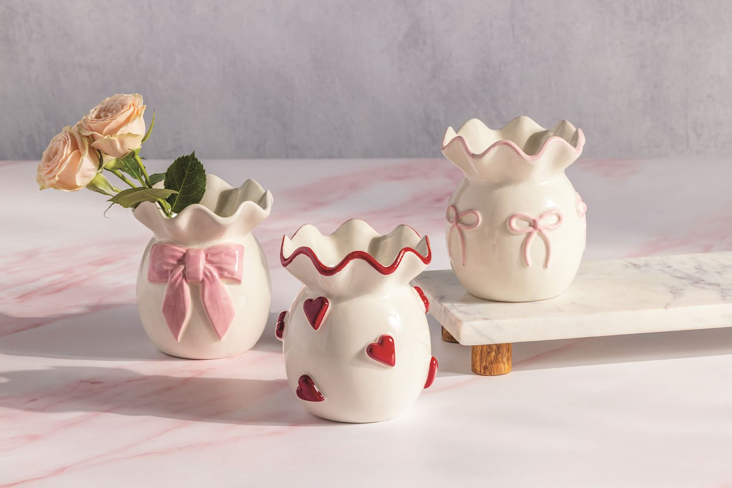 pink big bow vase
