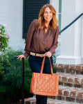 Sophie Zippered Tote Saddle LD