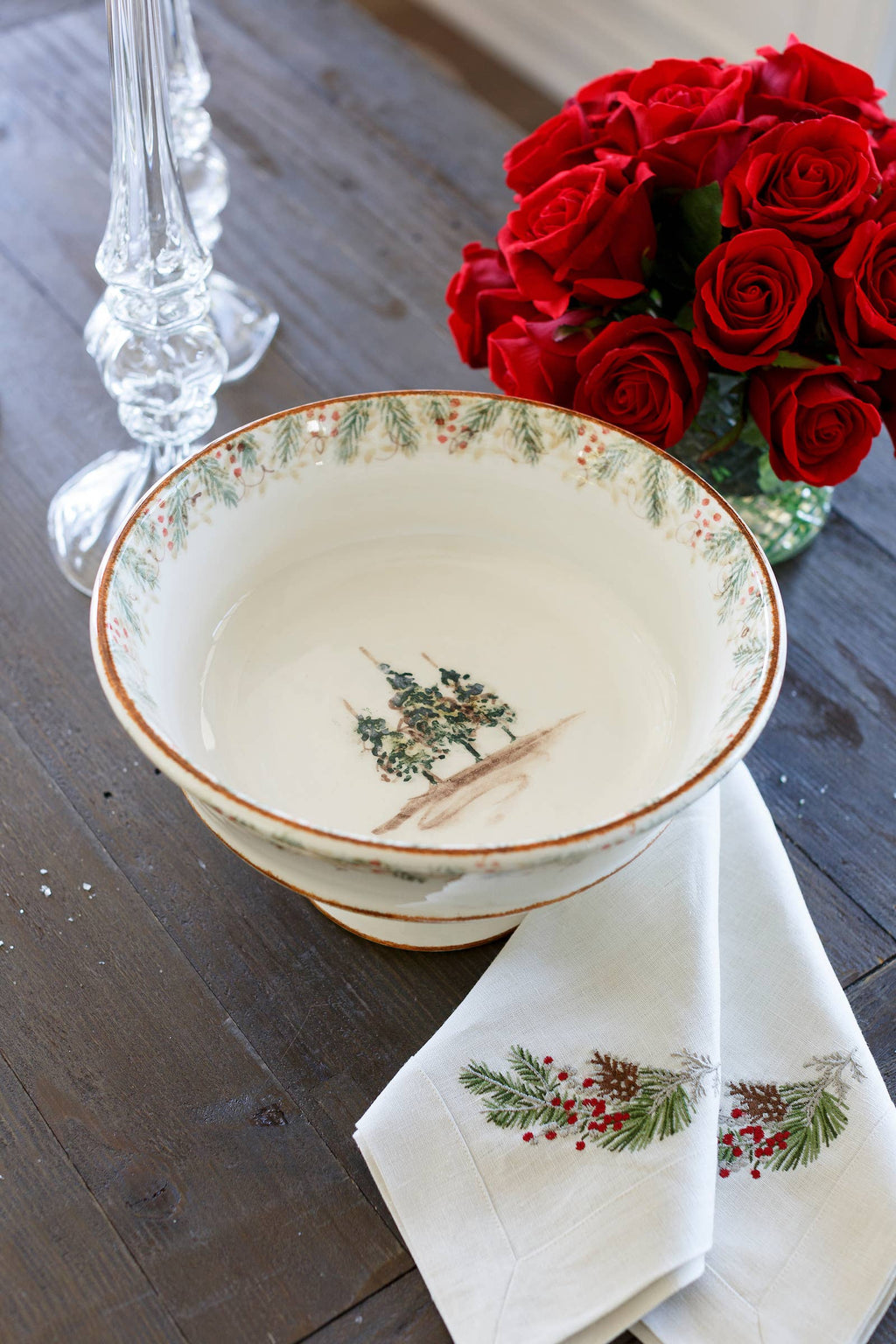 Natale Footed Serving Bowl - Christmas