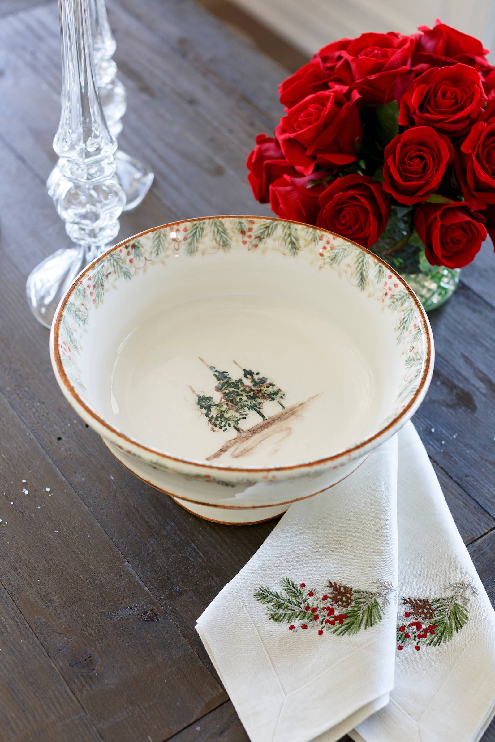 Natale Footed Serving Bowl - Christmas