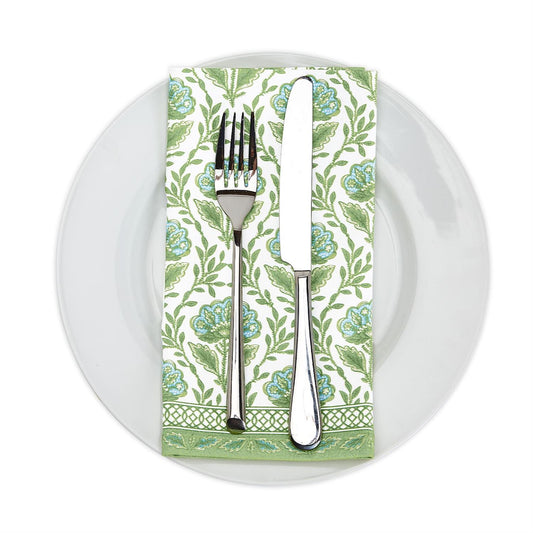 green floral napkin set