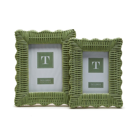 green wicker frames