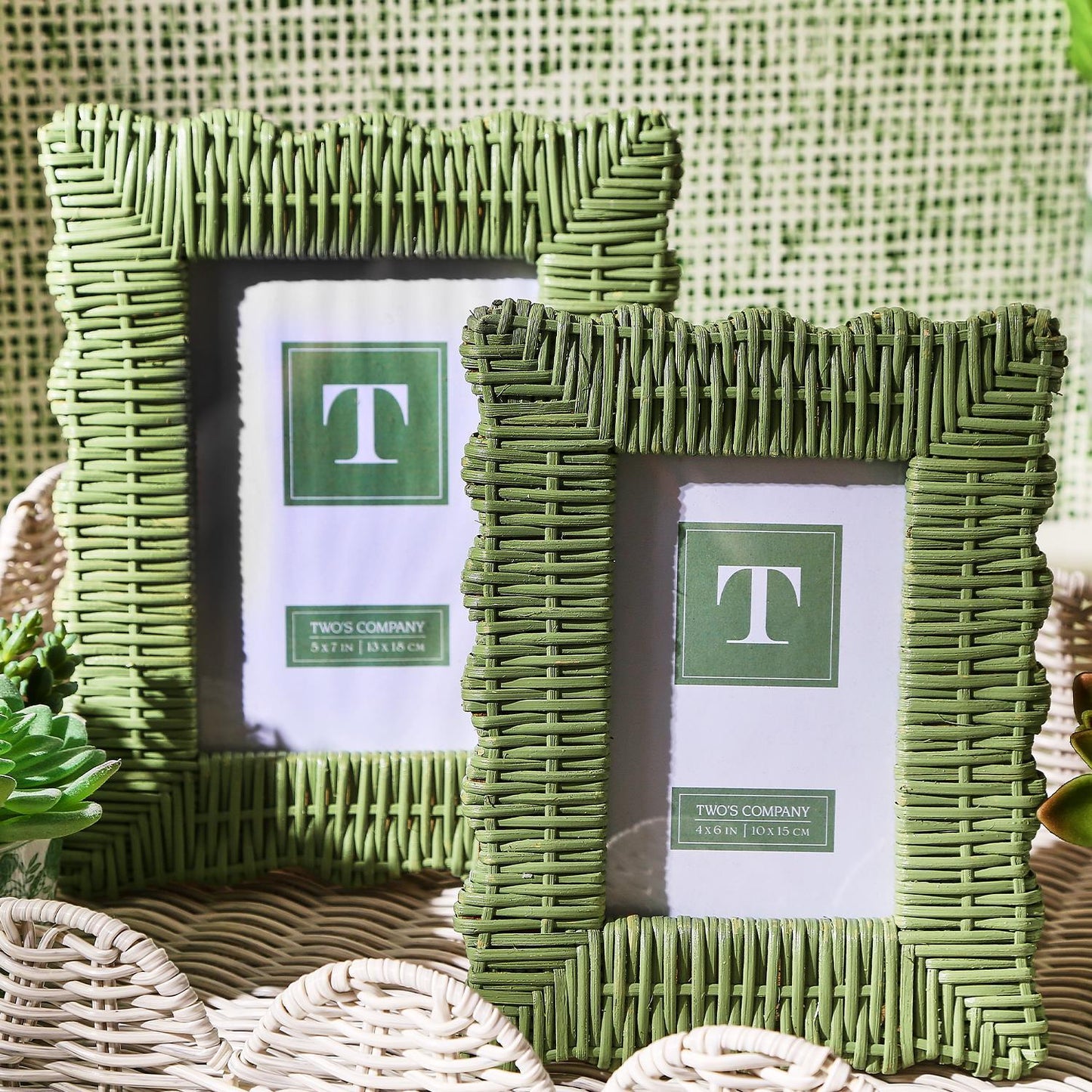 green wicker frames