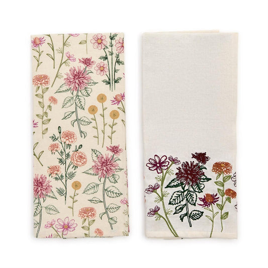 floral fall tea towel set