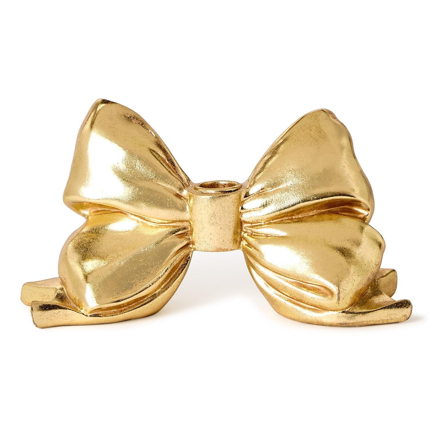 large gold bow taper holder