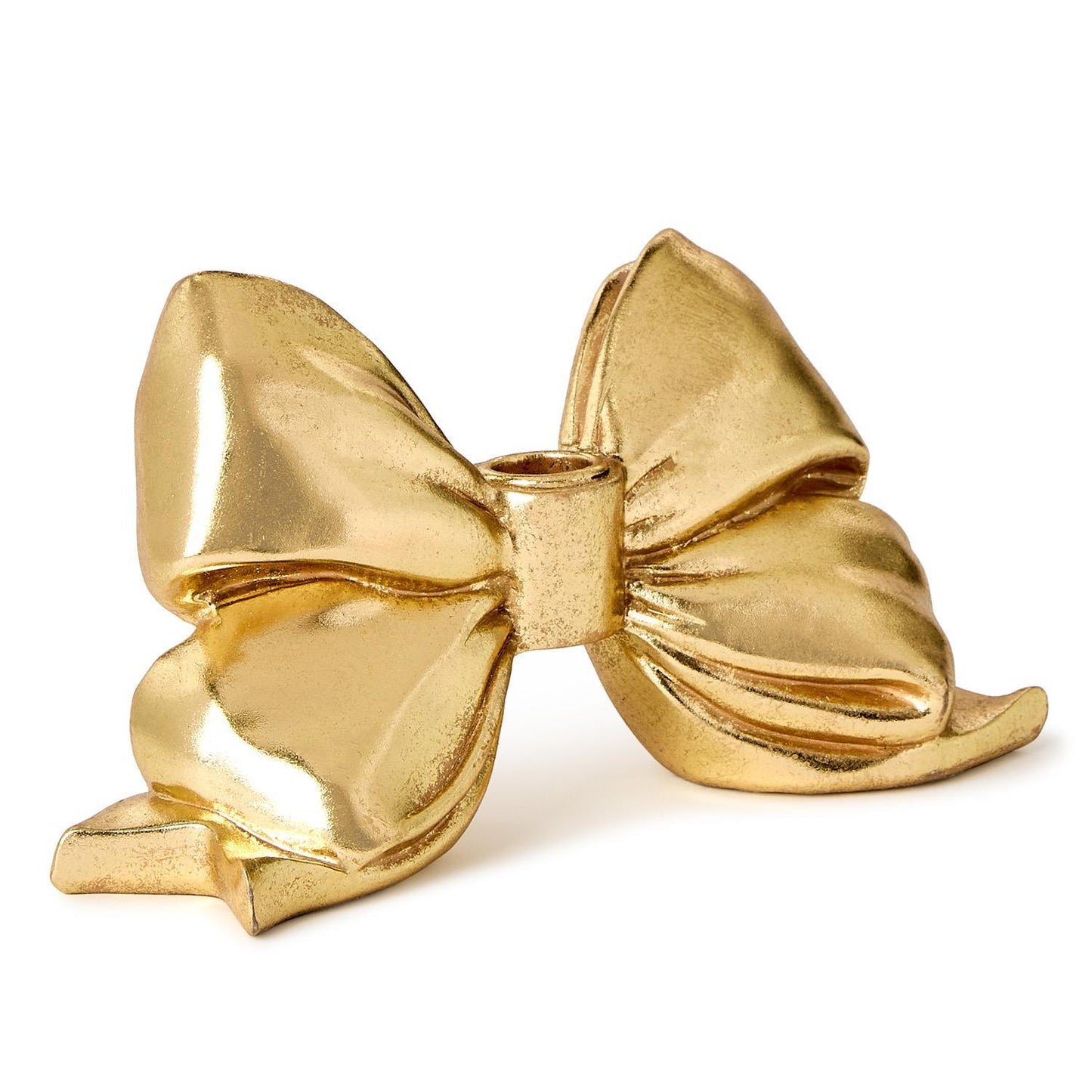 large gold bow taper holder