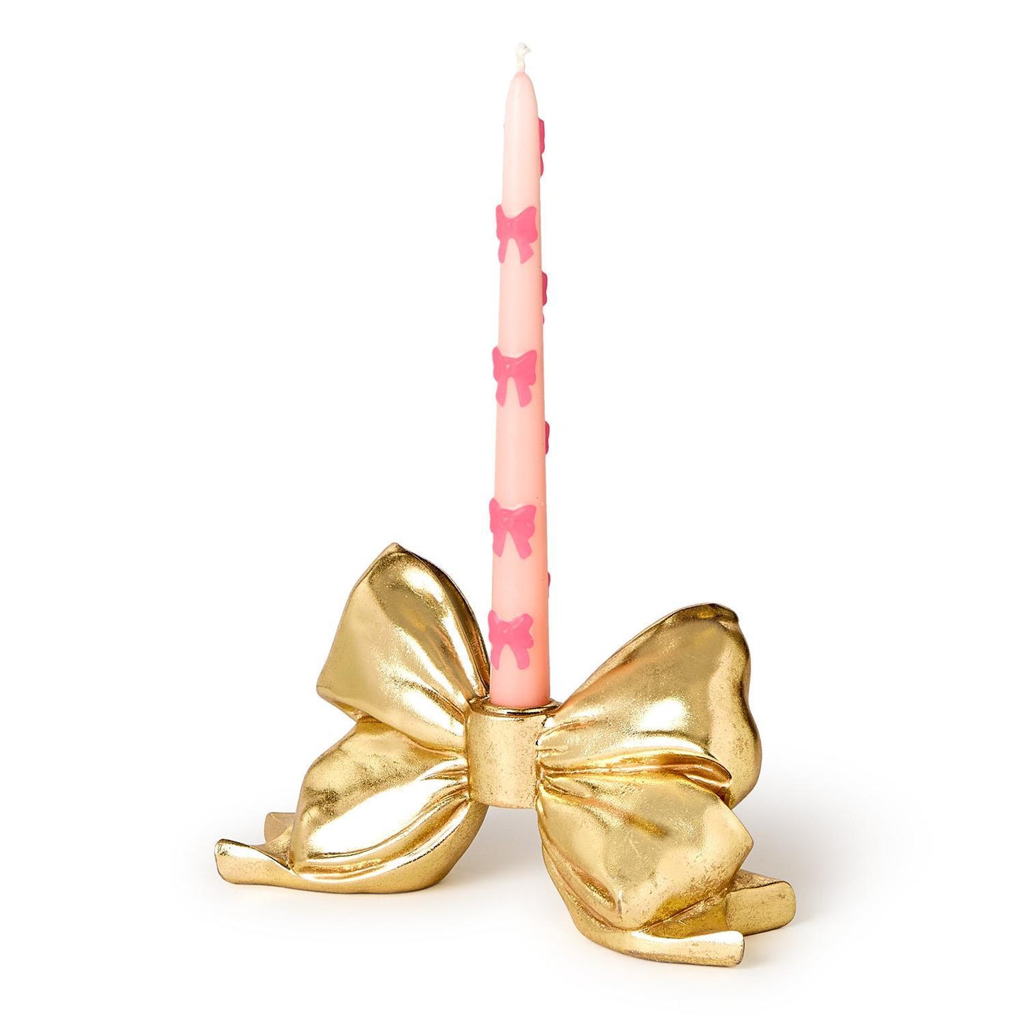 large gold bow taper holder