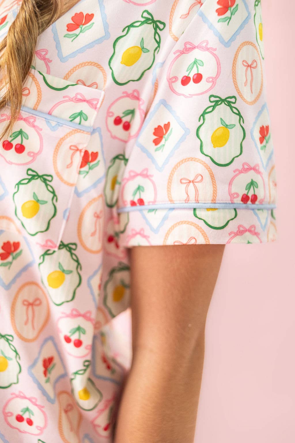 Fruit Cocktail Ruffle Hem Shorts Pajama Set