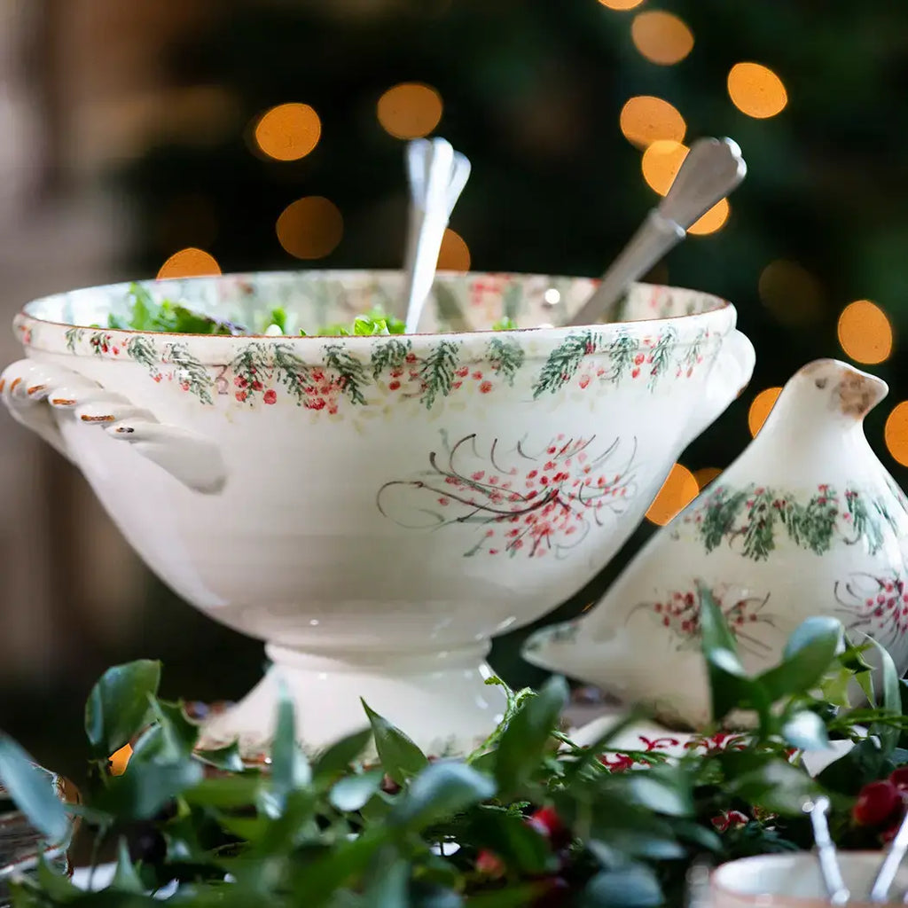Natale Footed Bowl with Handles - Christmas