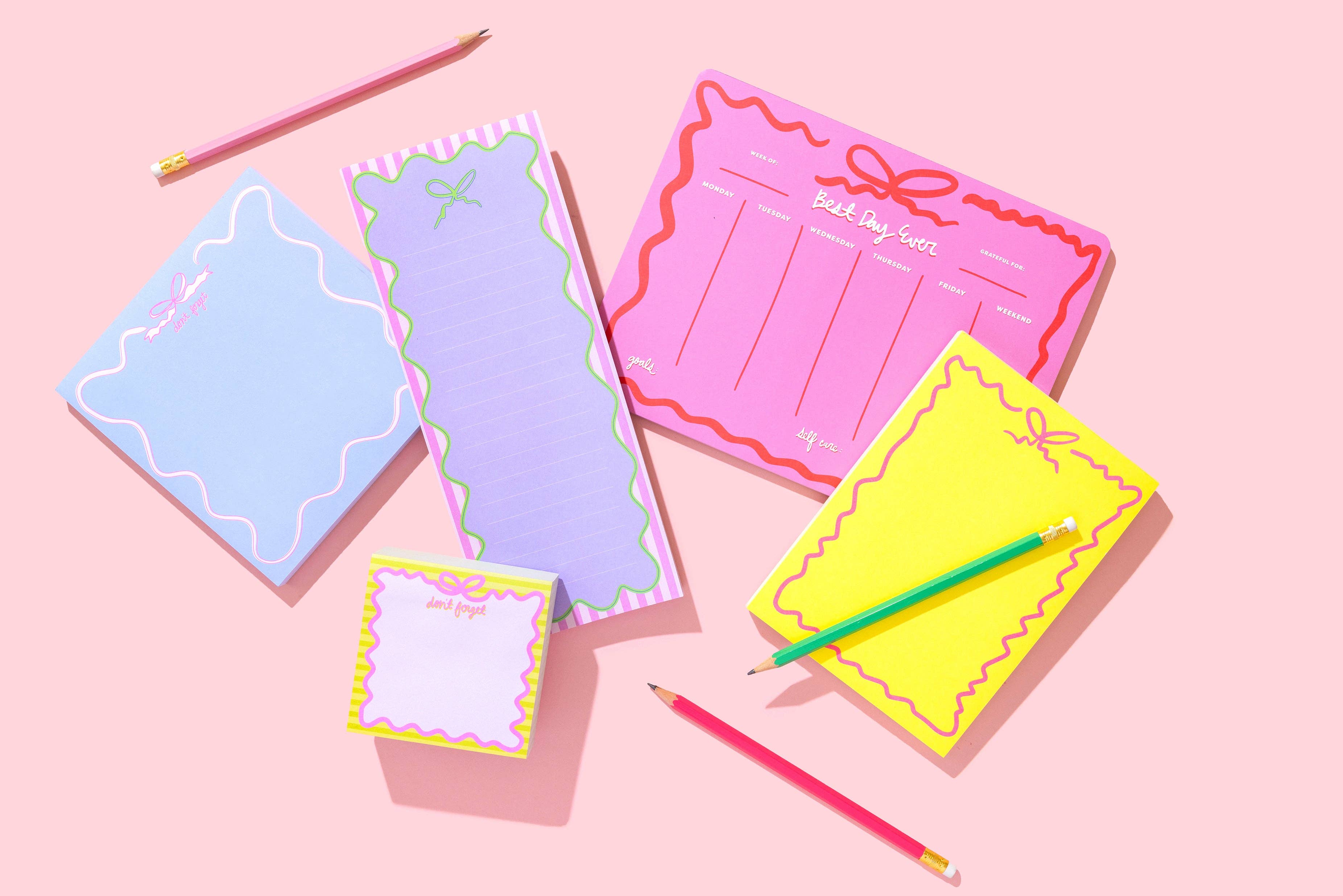 Notepad w/ Magnet - Yellow w/ Pink Bow - 100 Sheets