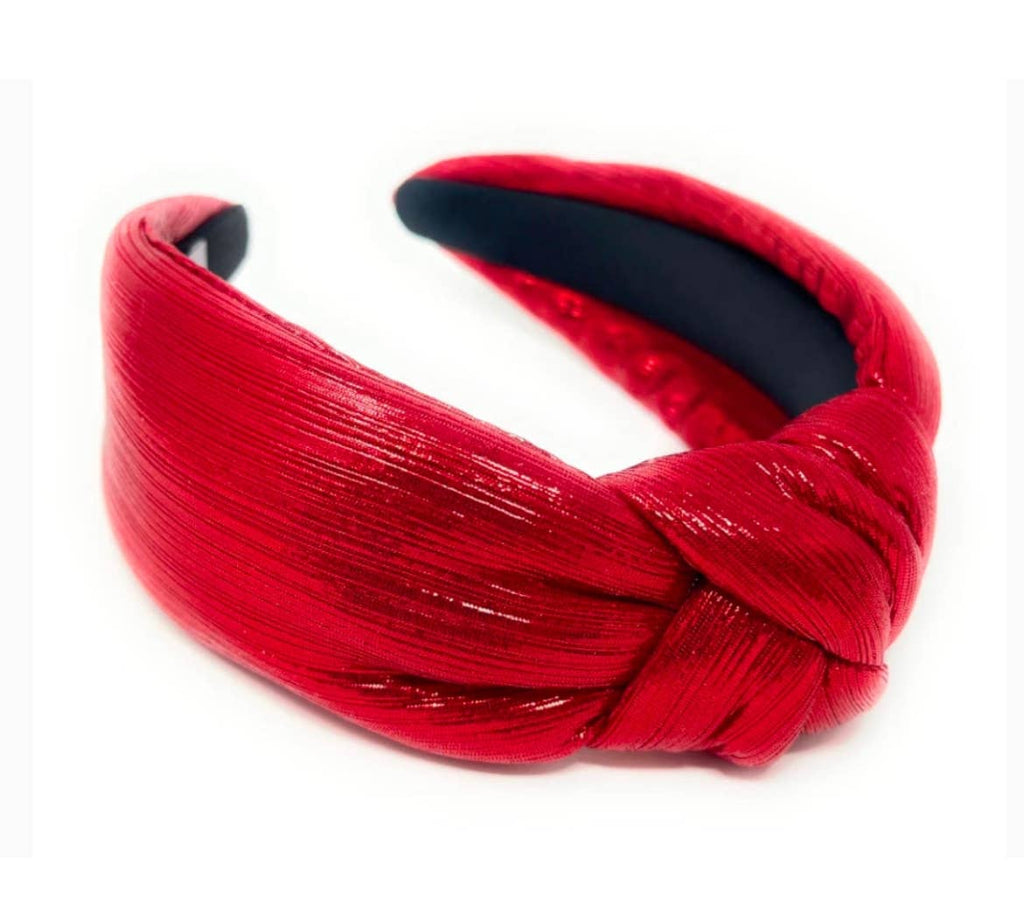  Red Padded Metallic Knotted Headband