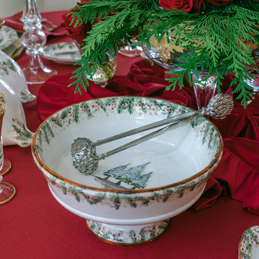 Natale Footed Serving Bowl - Christmas