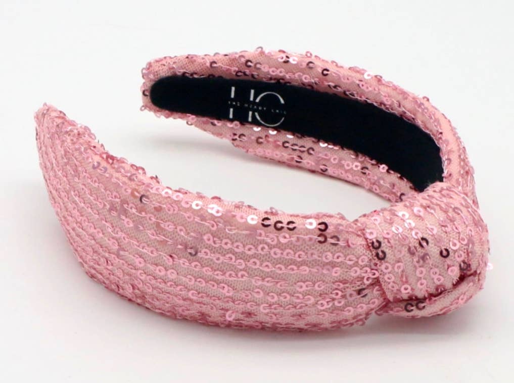 Kid and Tween Pink Sequin Knotted Headband