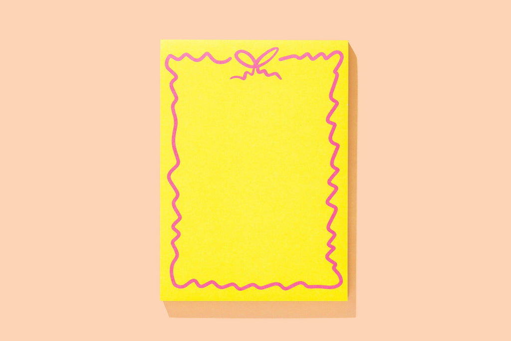 Notepad w/ Magnet - Yellow w/ Pink Bow - 100 Sheets