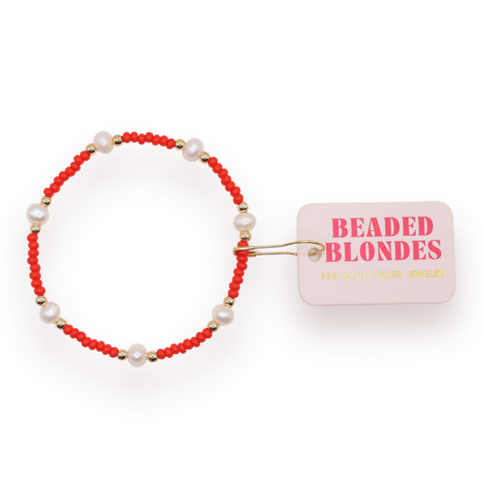 Bright Red Pearl Bracelet
