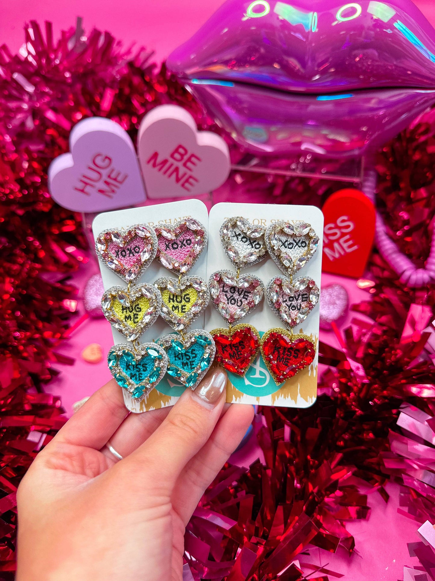 beaded sweet heart earrings