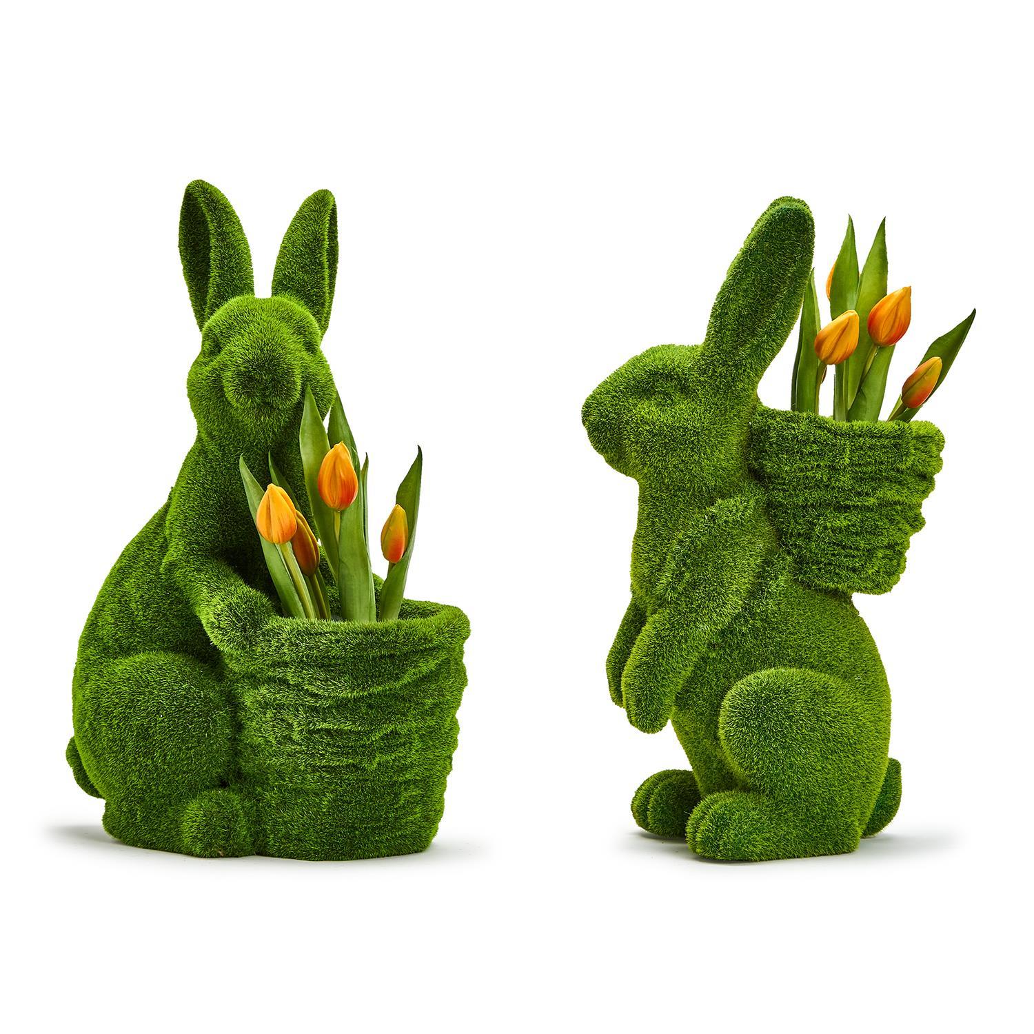 Faux Moss Basket Bunny