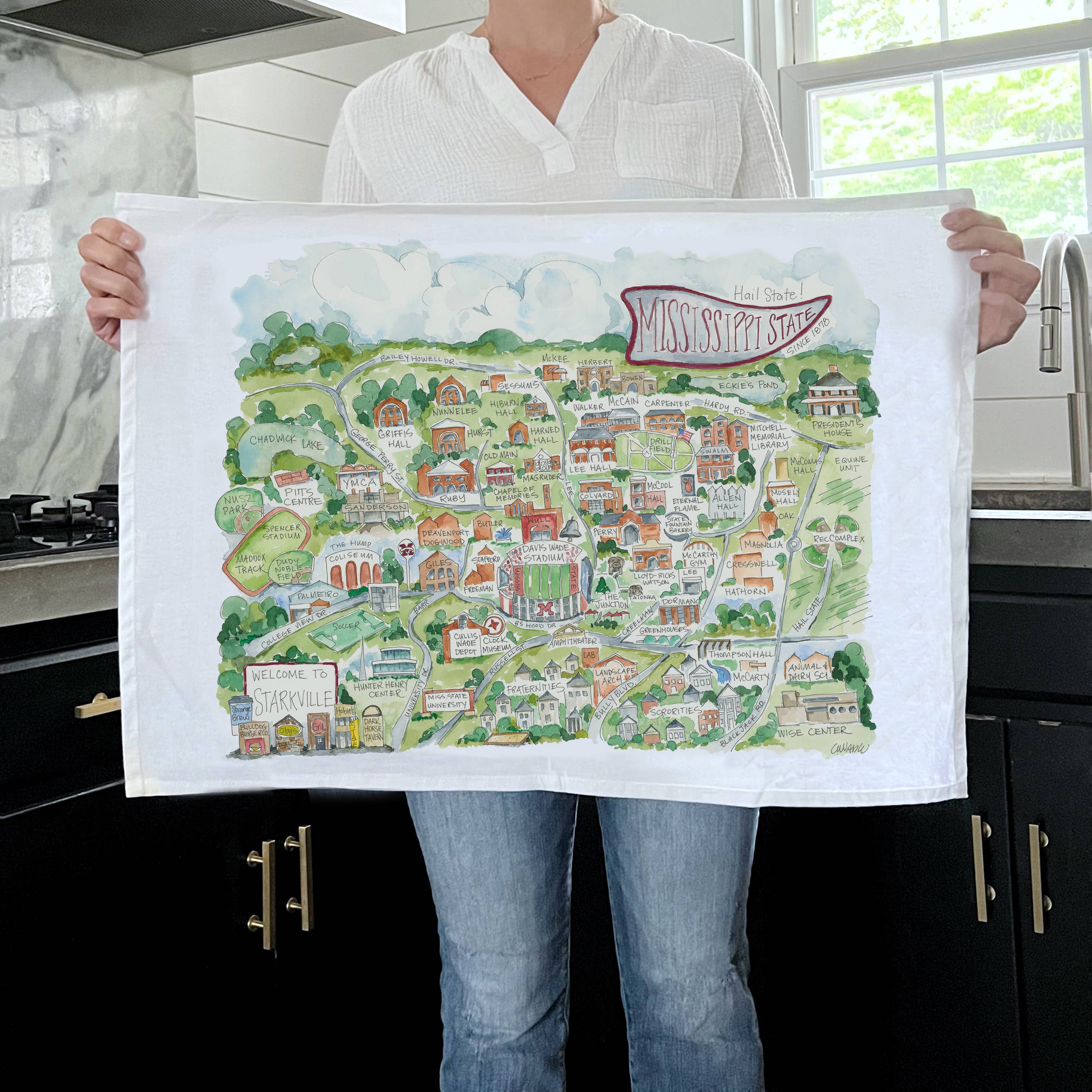 Mississippi State Campus Tea Towel