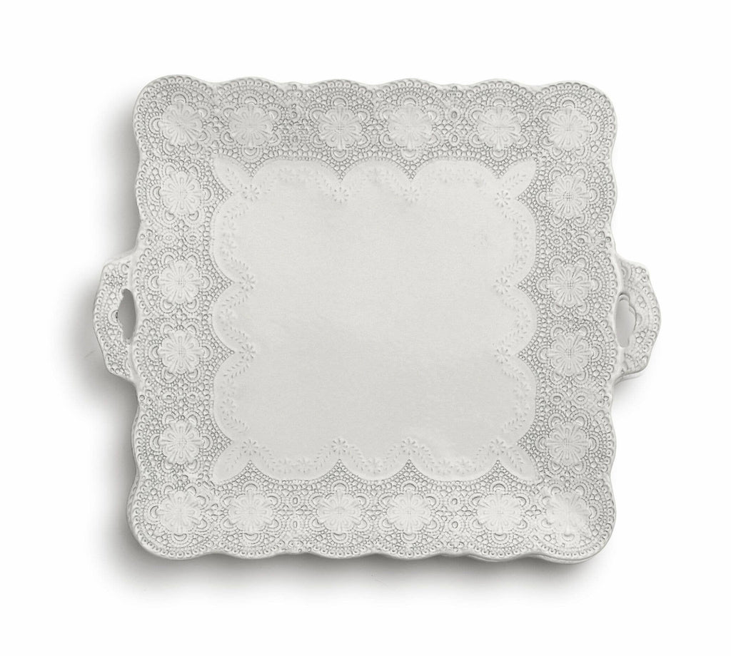 Merletto Antique Square Platter with Handles