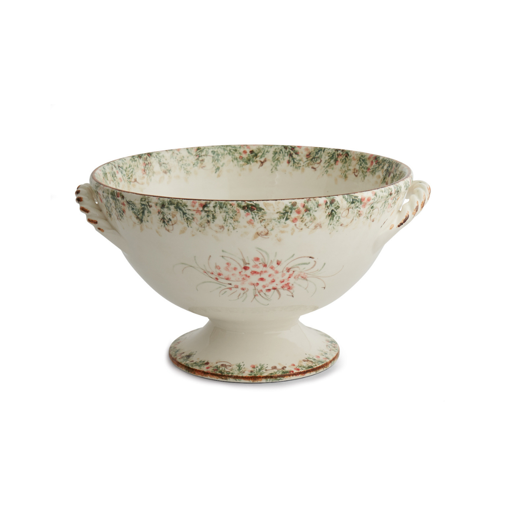 Natale Footed Bowl with Handles - Christmas