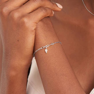 silver sparkle drop pendant chunky chain bracelet