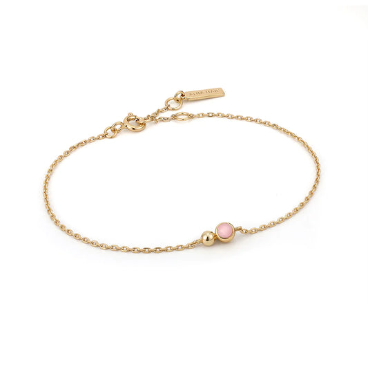 gold orb rose quartz chain bracelet