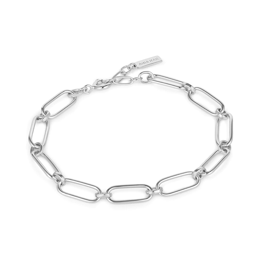 silver cable connect chunky chain bracelet