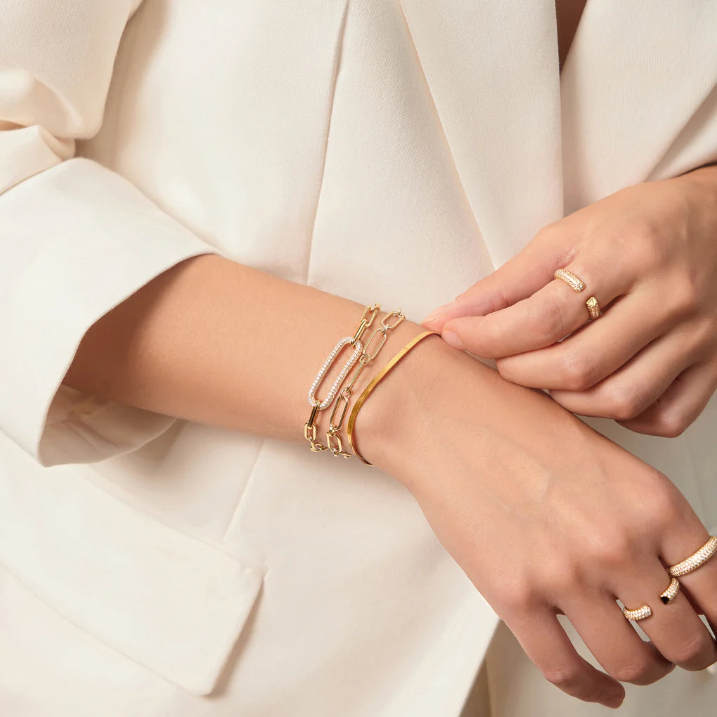gold pavé link bracelet