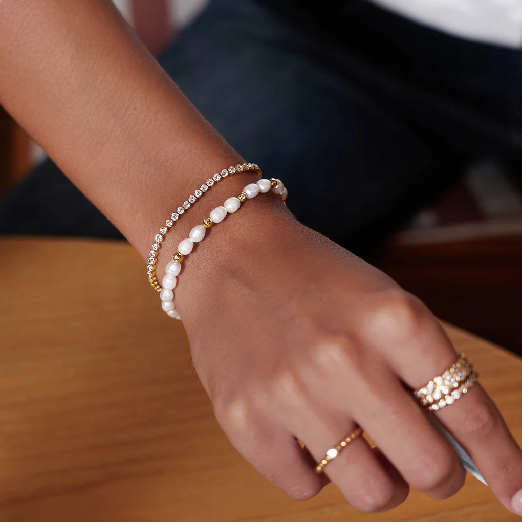 gold row bezel set bracelet