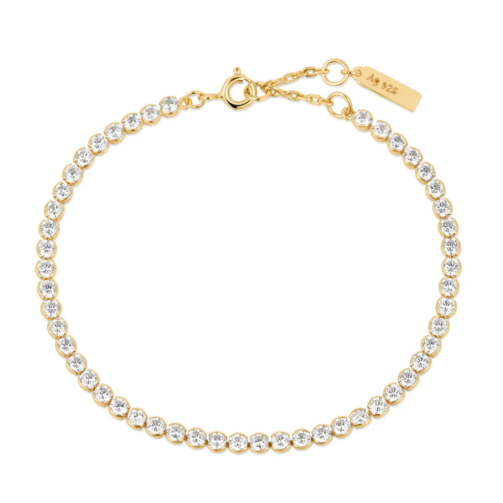 gold row bezel set bracelet