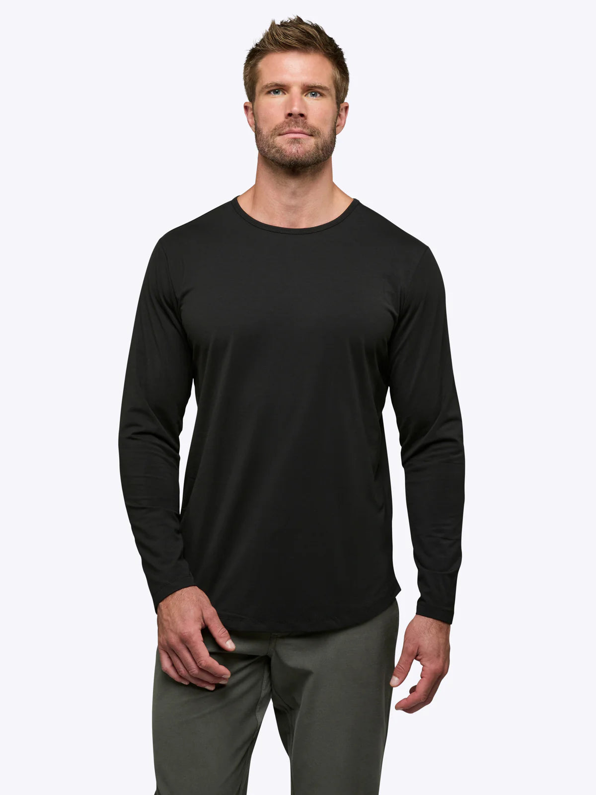 Black LS AO Curve Hem Tee