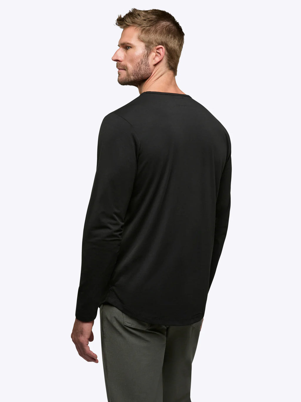 Black LS AO Curve Hem Tee