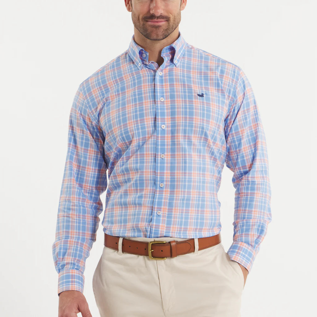 French Blue Plaid Button Down