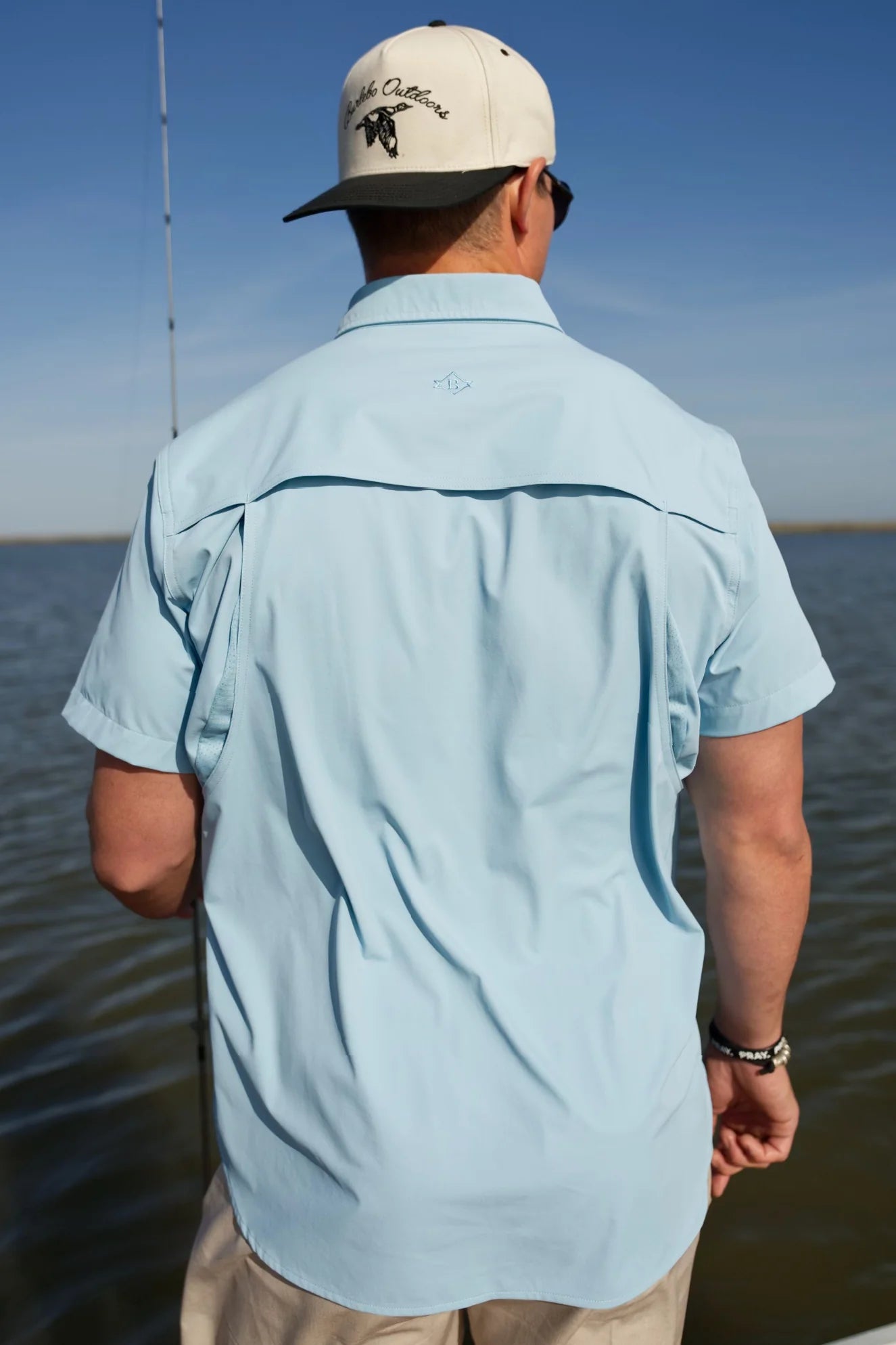 dusty blue fishing shirt