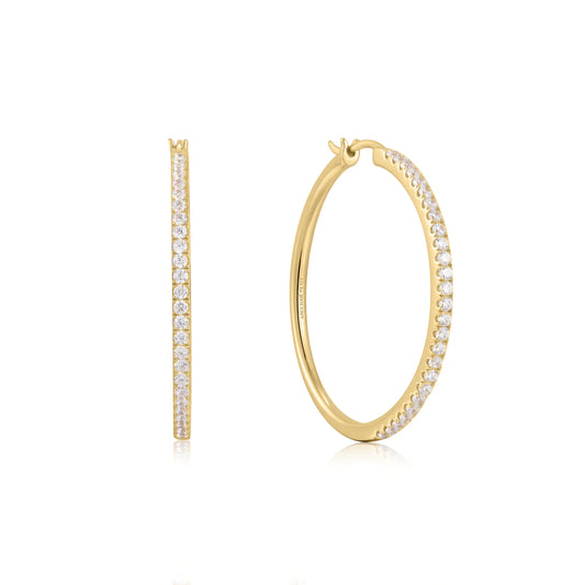 gold pavé hoop earrings