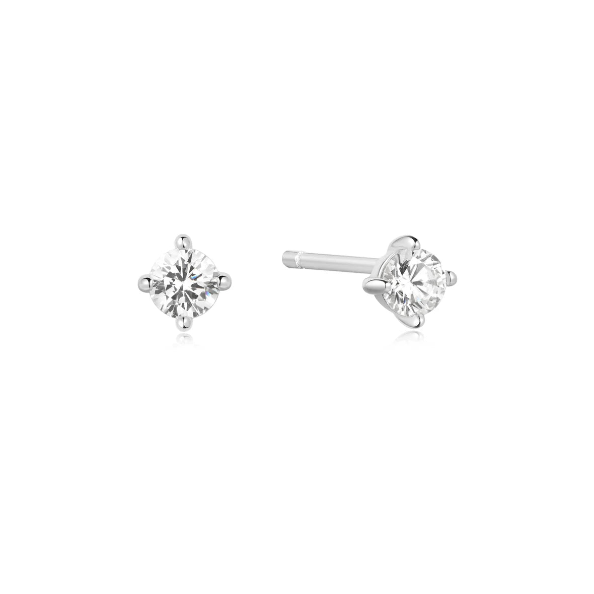 silver solitaire studs