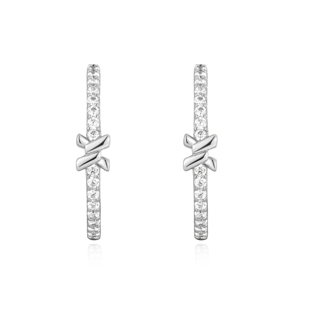 silver cross hoop earrings