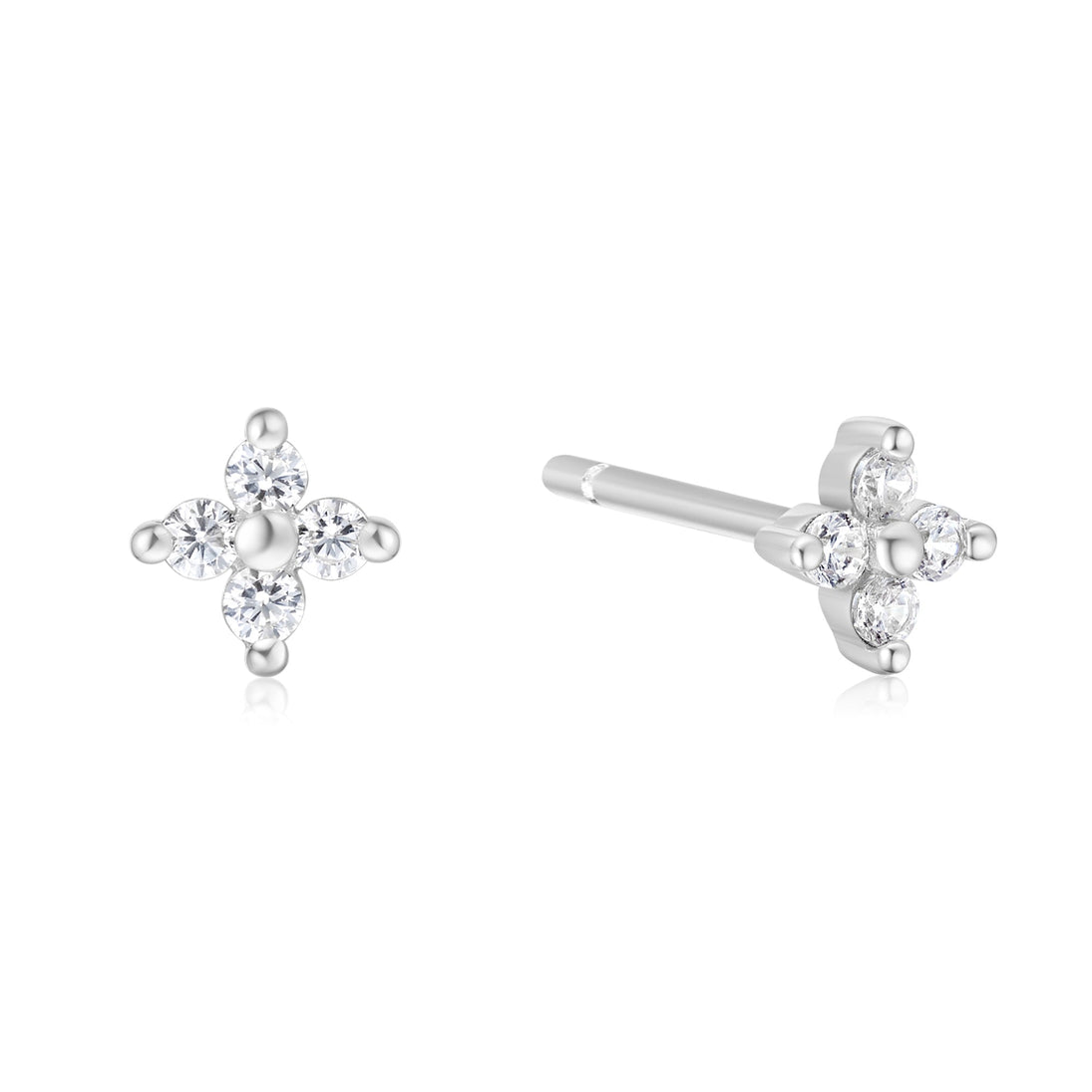 silver four petal studs