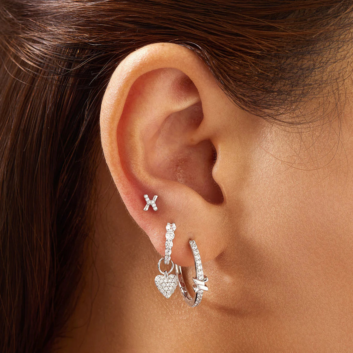 silver cross hoop earrings