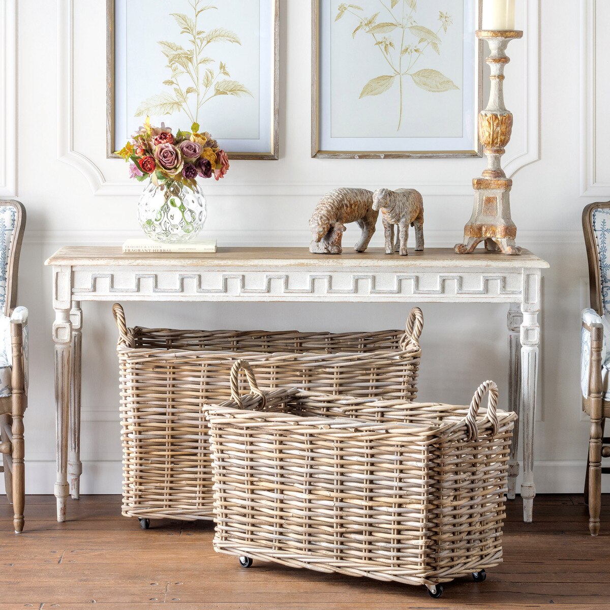 rattan rolling baskets