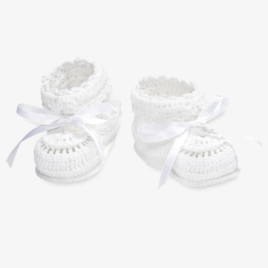 white crochet booties