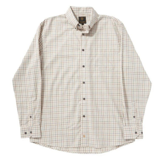 ecru check button down