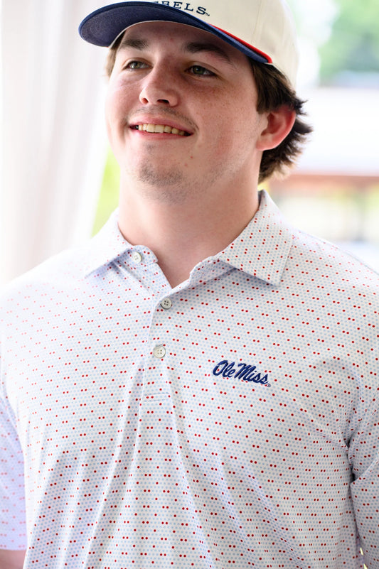 ole miss script team dot polo