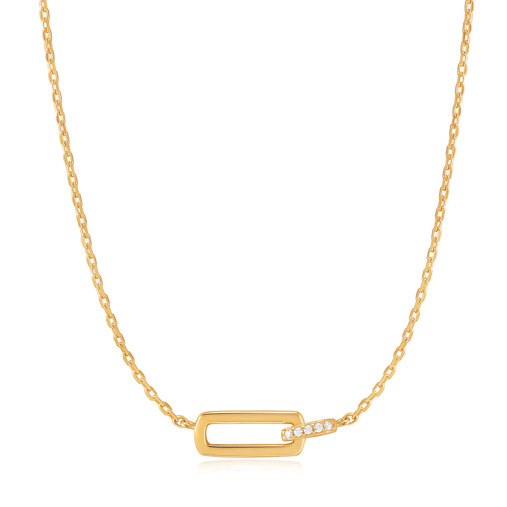 gold glam interlock necklace